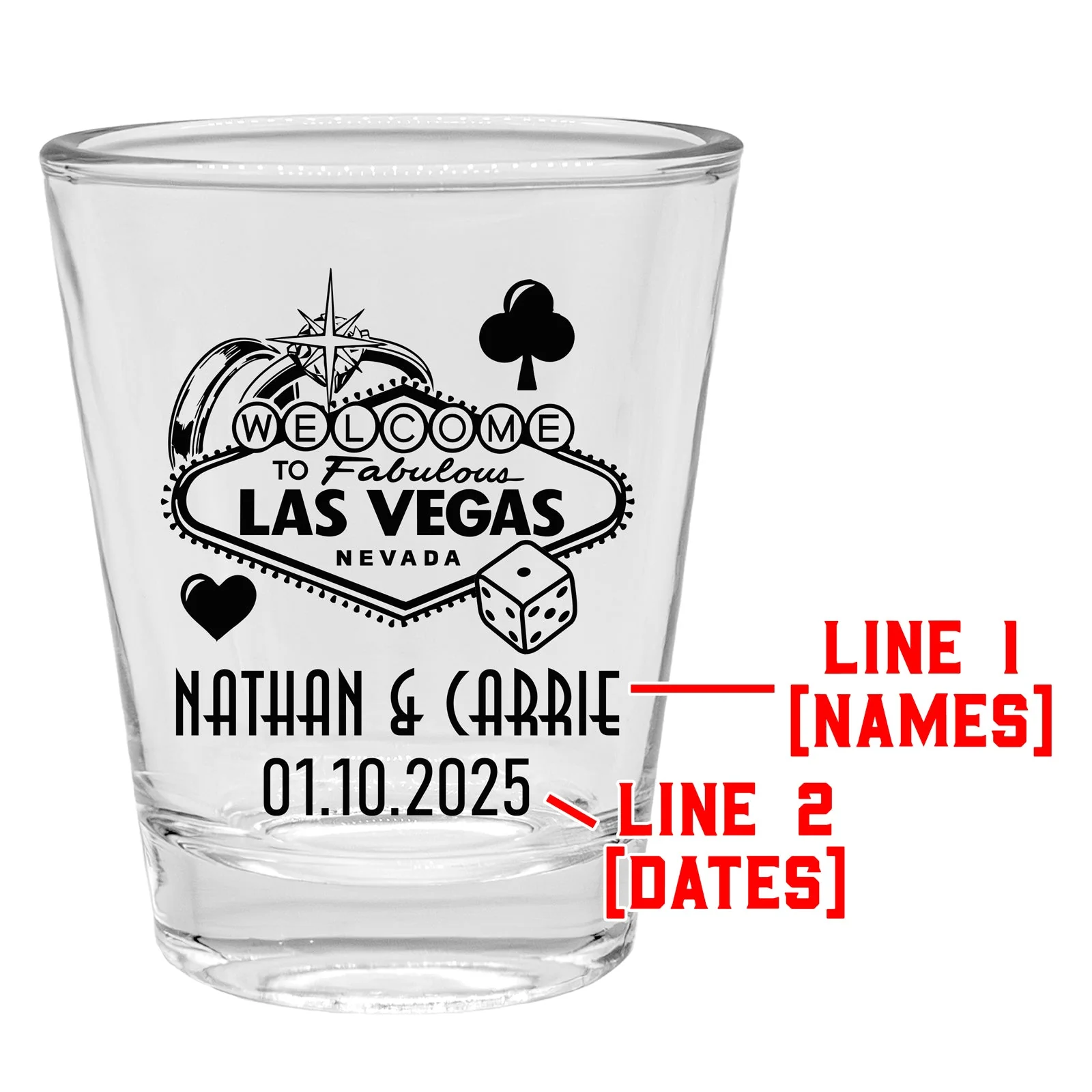 Customizable - 1.75oz Clear Shot Glass - Vegas Themed Shot Glasses - Image 3