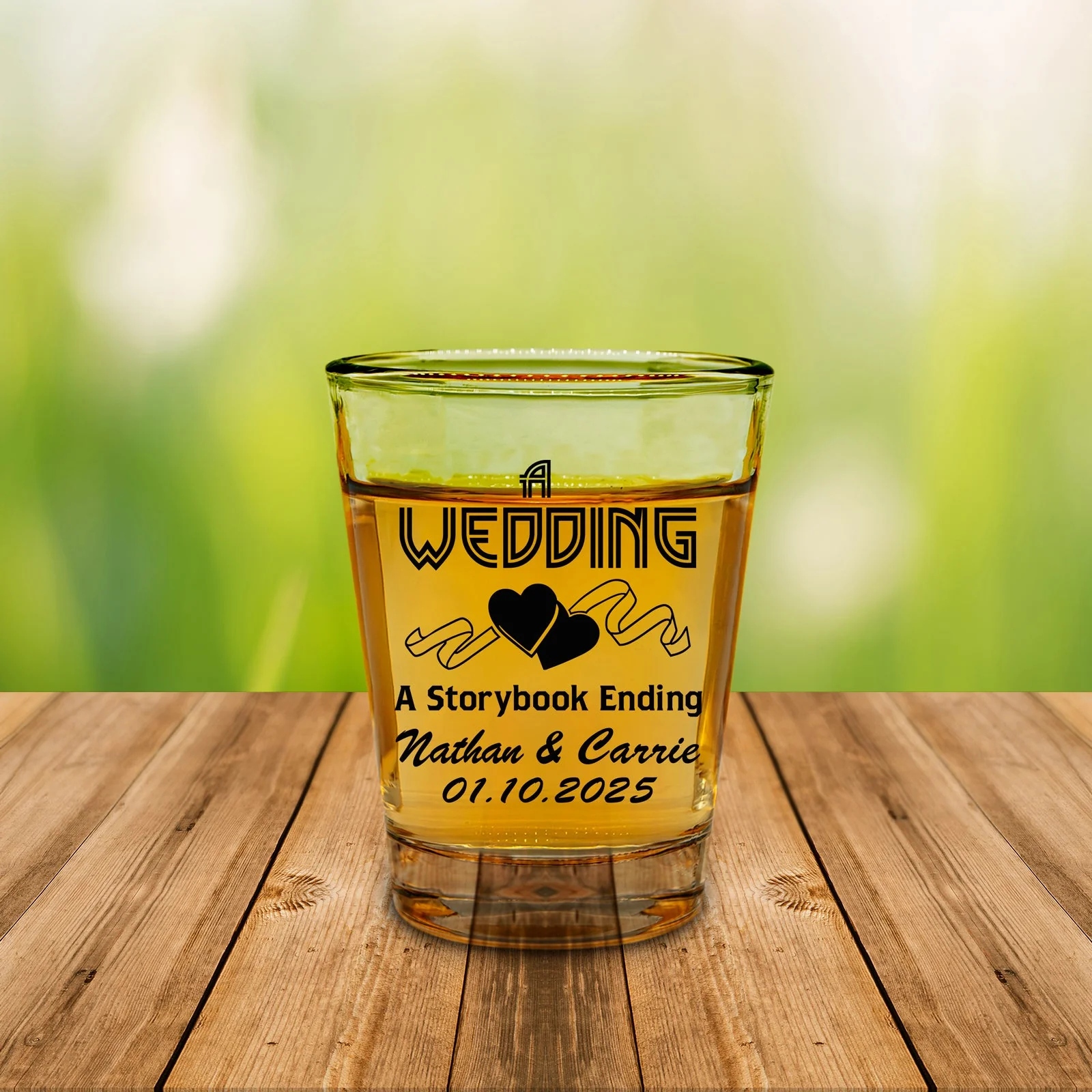 Customizable - 1.75oz Clear Shot Glass - A Storybook Ending - Image 2