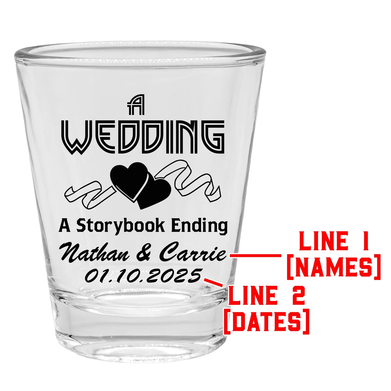 Customizable - 1.75oz Clear Shot Glass - A Storybook Ending - Image 3