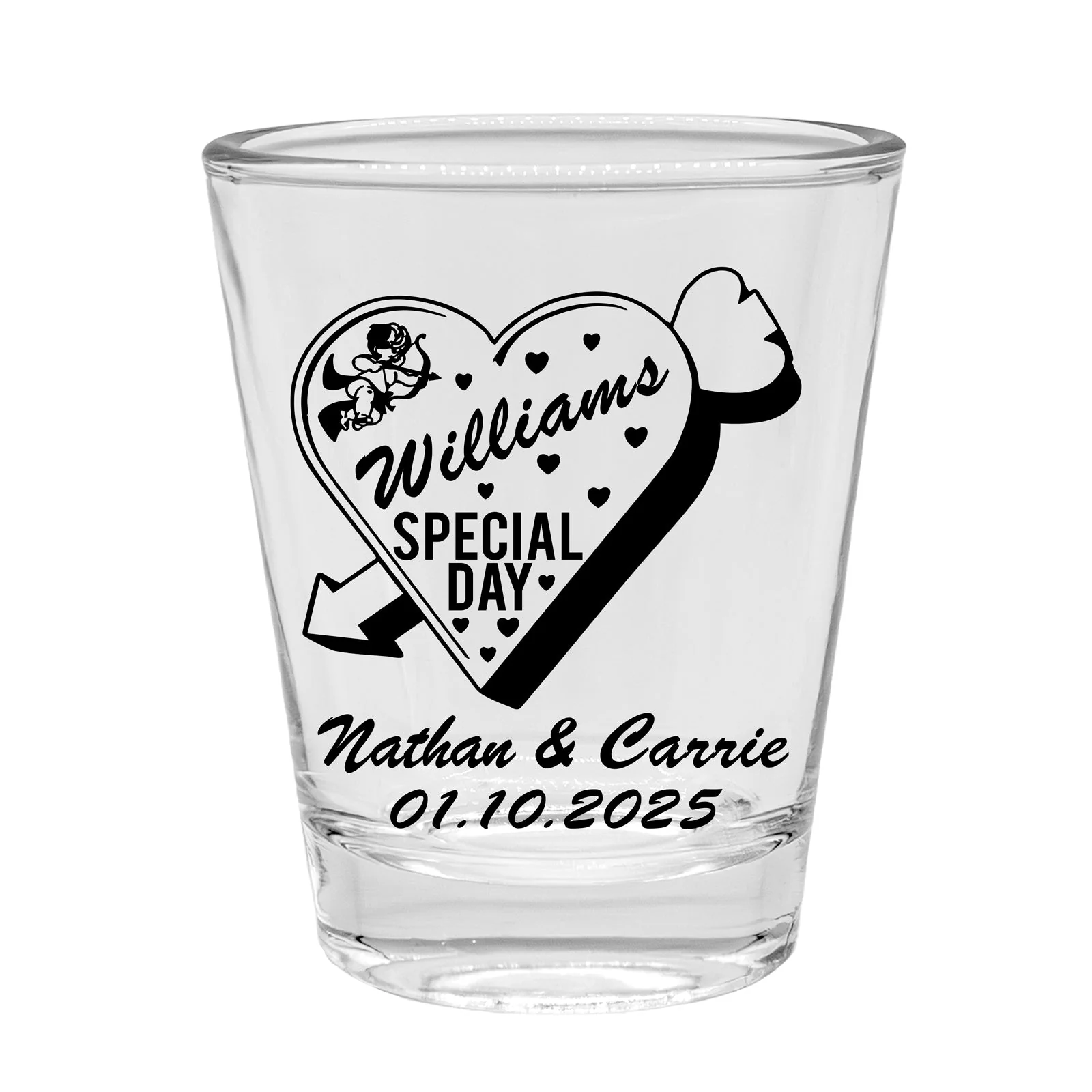 Customizable - 1.75oz Clear Shot Glass - Cupid Themed Shot Glasses
