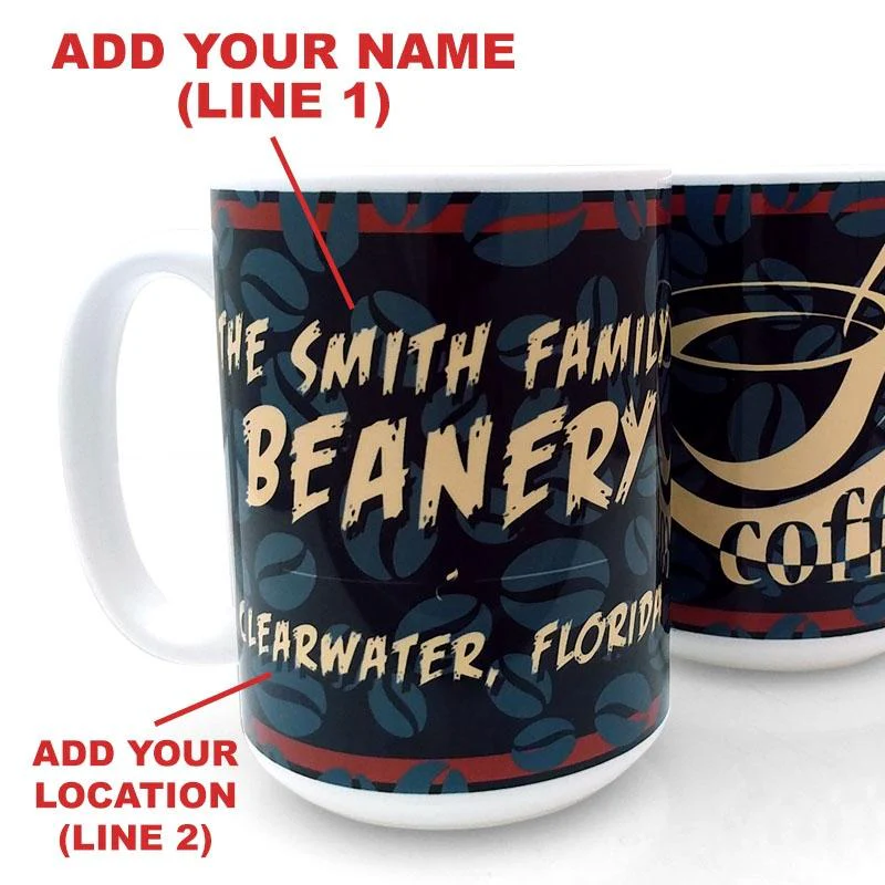 CUSTOMIZABLE 15 ounce Coffee Mug - ADD YOUR NAME - Beanery Theme - Image 2