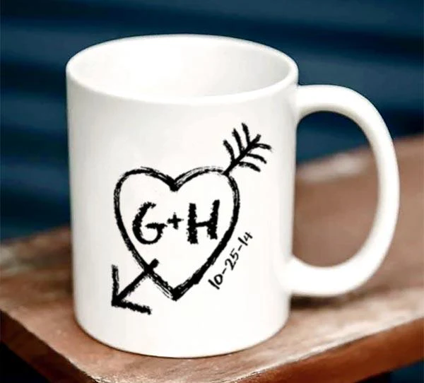 CUSTOMIZABLE 15 ounce Coffee Mug - INITIALS - Heart & Arrow - Image 4