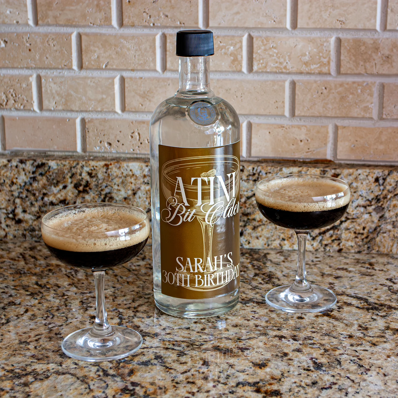 Customizable 'A Tini Bit Older' Birthday Stickers - Espresso Martini - 4.5" x 6.2" - Image 2