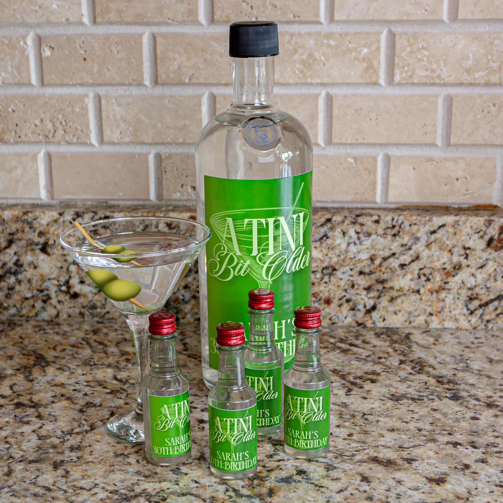 Customizable 'A Tini Bit Older' Birthday Stickers - Martini - 4.5" x 6.2" - Image 2