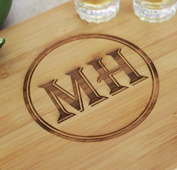 Customizable Bamboo Cutting Board and Shot Glass Set - Image 3