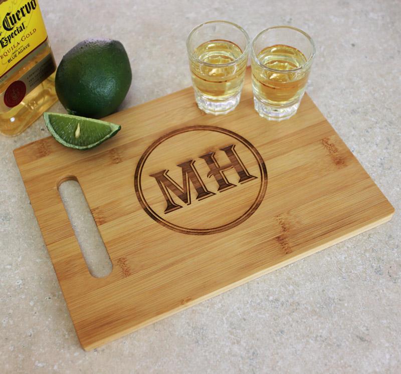 Customizable Bamboo Cutting Board and Shot Glass Set - Image 4