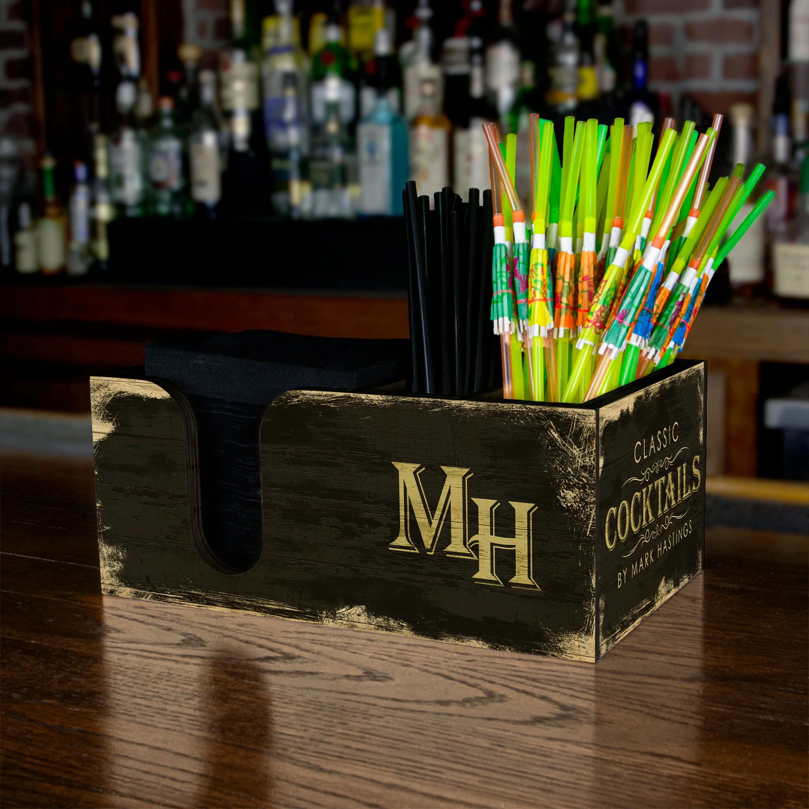 Customizable Bar Top Napkin Caddy - Classic Cocktails - Image 2