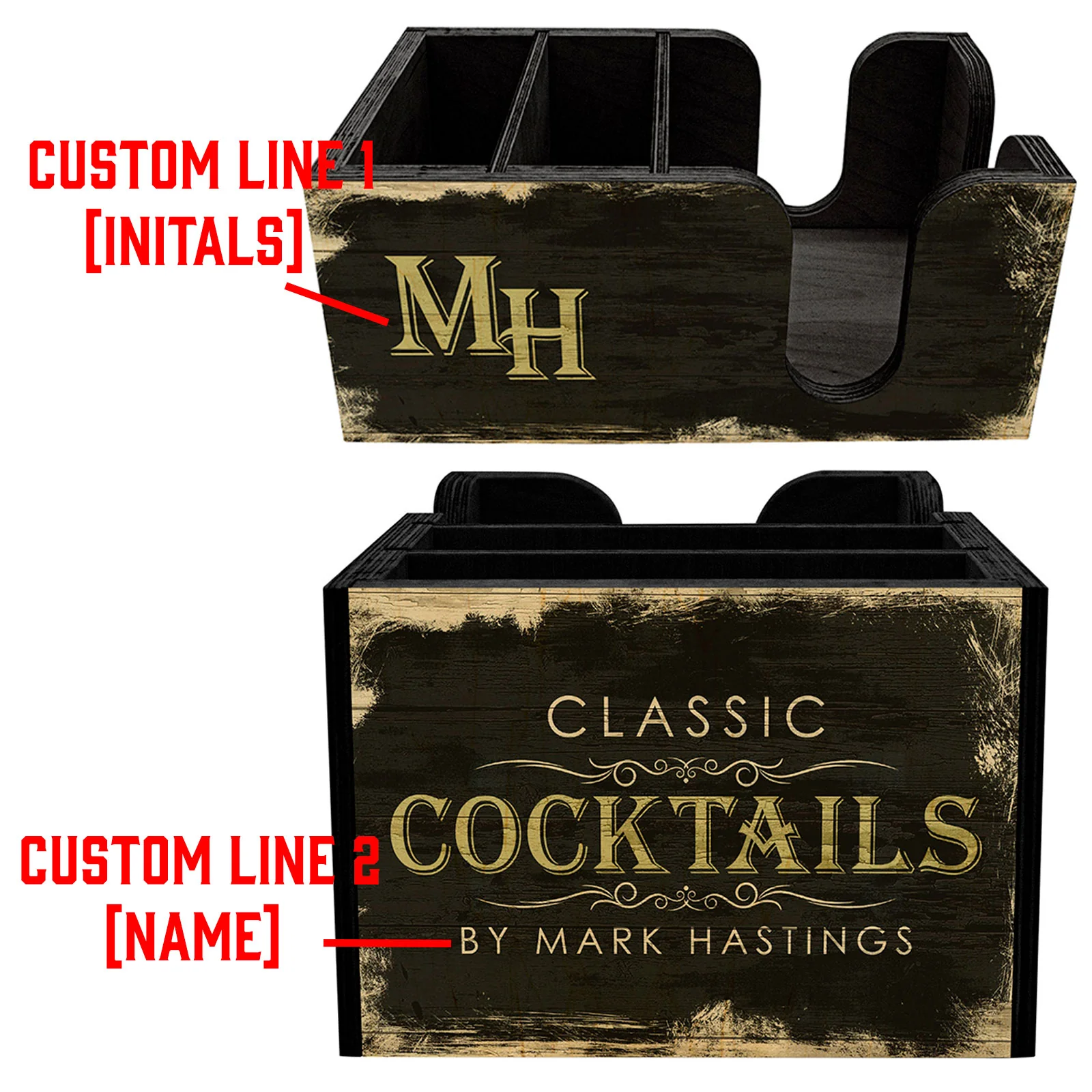 Customizable Bar Top Napkin Caddy - Classic Cocktails - Image 5