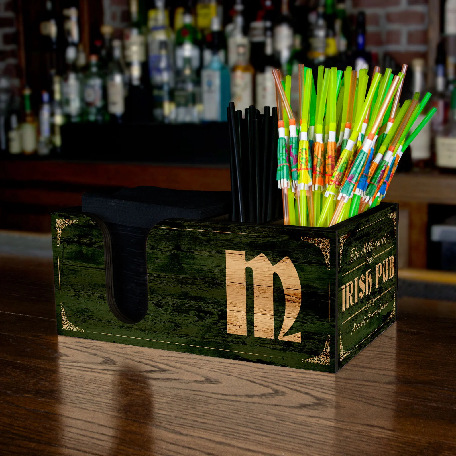 Customizable Bar Top Napkin Caddy - Irish Pub - Image 2