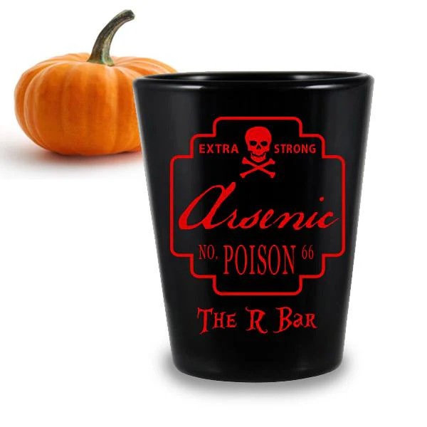CUSTOMIZABLE Black Shot Glass - 1.75 ounce - Poison Halloween Design - Image 3