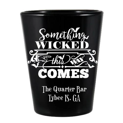 CUSTOMIZABLE Black Shot Glass - 1.75 ounce - Wicked Halloween Design
