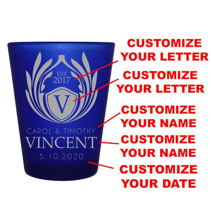 CUSTOMIZABLE Blue Frosted Shot Glass - 1.5 ounce - Crest 1 - Image 2