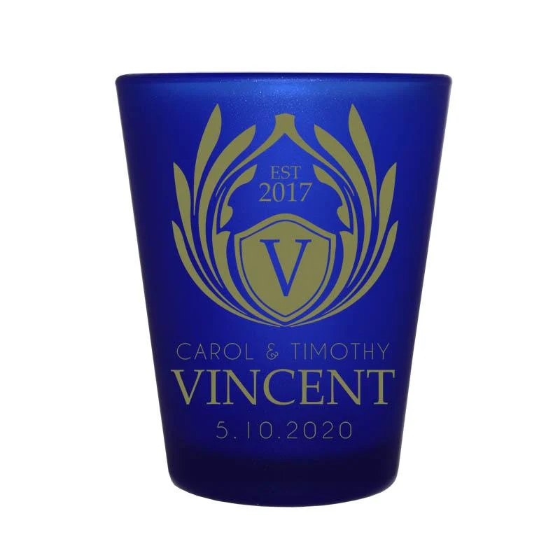CUSTOMIZABLE Blue Frosted Shot Glass - 1.5 ounce - Crest 1 - Image 3