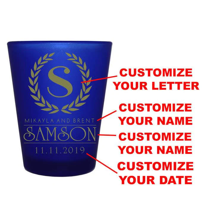 CUSTOMIZABLE Blue Frosted Shot Glass - 1.5 ounce - Crest - Image 2