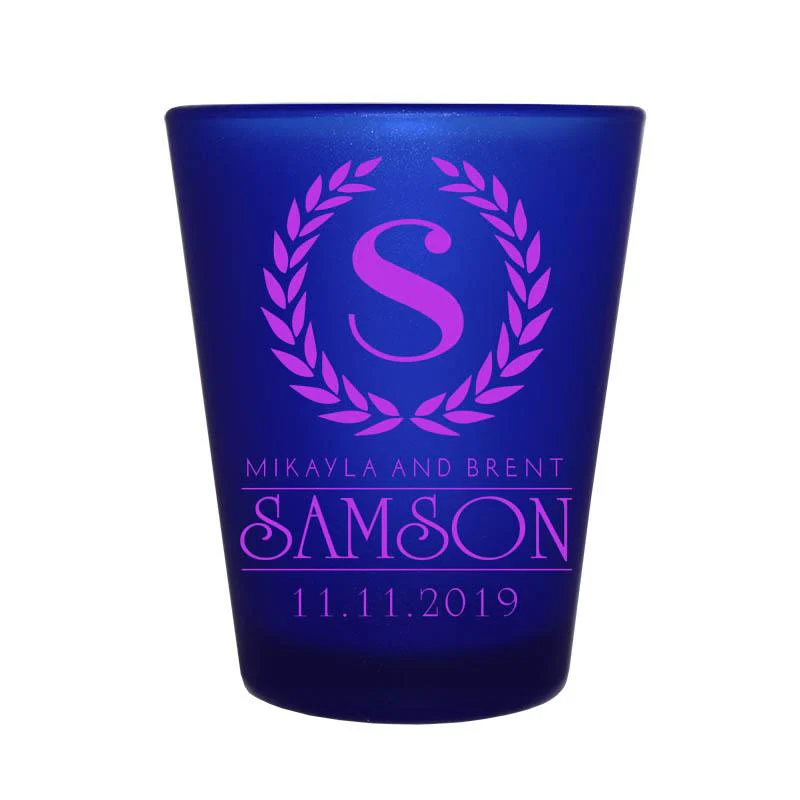 CUSTOMIZABLE Blue Frosted Shot Glass - 1.5 ounce - Crest - Image 3