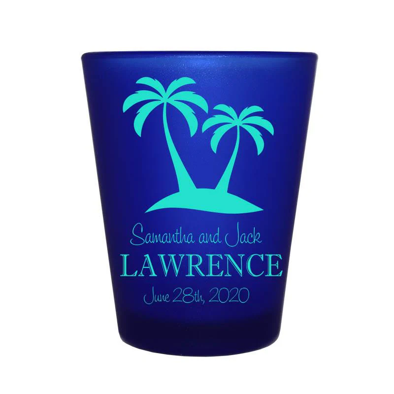 CUSTOMIZABLE Blue Frosted Shot Glass - 1.5 ounce - Palms