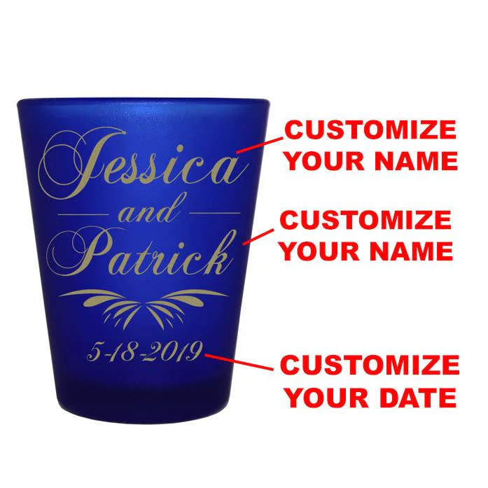 CUSTOMIZABLE Blue Frosted Shot Glass - 1.5 ounce - Simplistic - Image 2