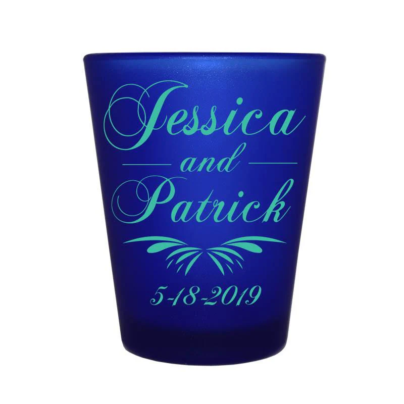 CUSTOMIZABLE Blue Frosted Shot Glass - 1.5 ounce - Simplistic - Image 3