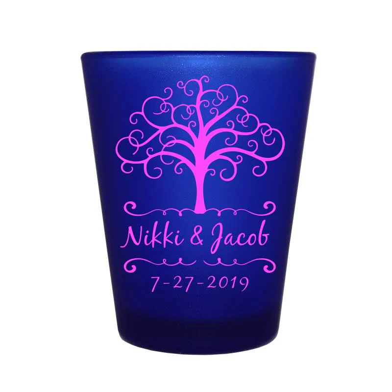 CUSTOMIZABLE Blue Frosted Shot Glass - 1.5 ounce - Tree of Life - Image 3