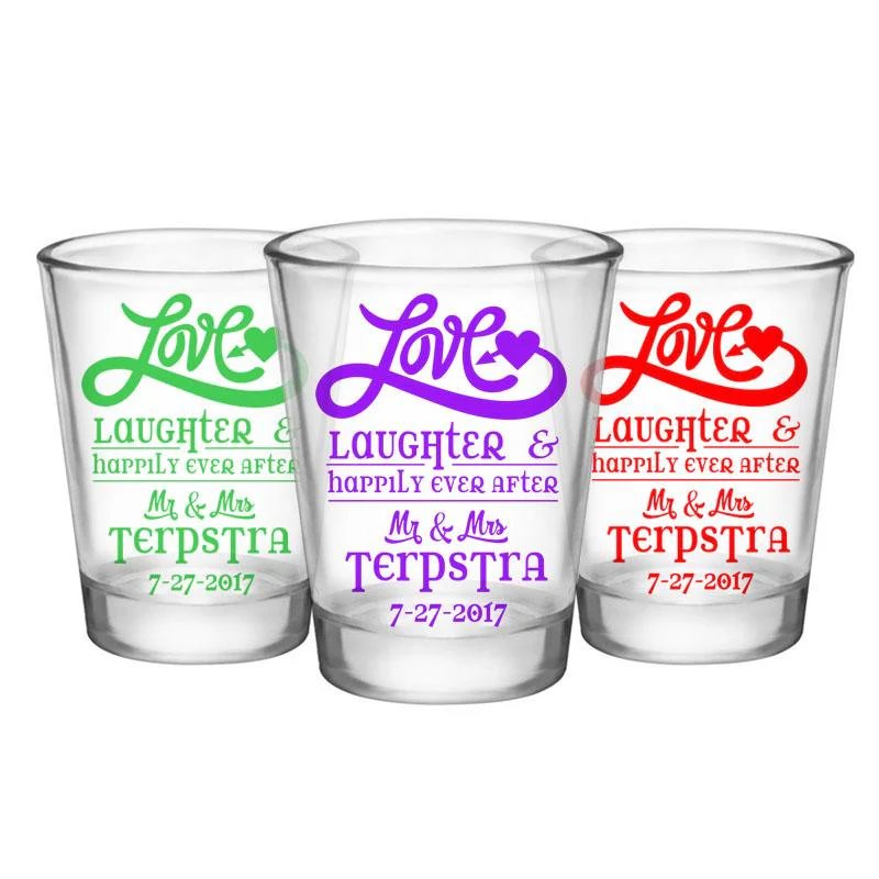 CUSTOMIZABLE Clear Shot Glass - Love, Laughter & Ever After - 1.75oz - Image 3