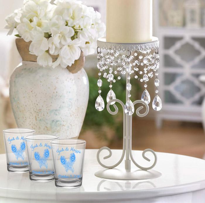 CUSTOMIZABLE Clear Shot Glass - Peacock Feathers Design - 1.75oz - Image 2