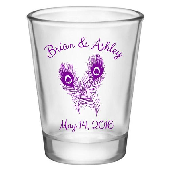 CUSTOMIZABLE Clear Shot Glass - Peacock Feathers Design - 1.75oz - Image 3