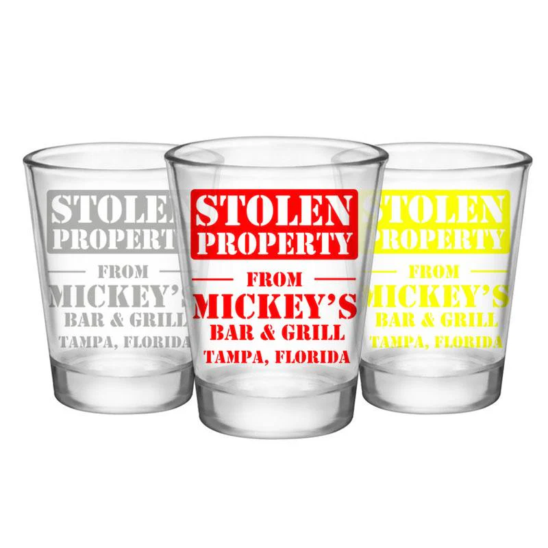 CUSTOMIZABLE - Clear Shot Glass - Stolen Property - 1.75oz - Image 3