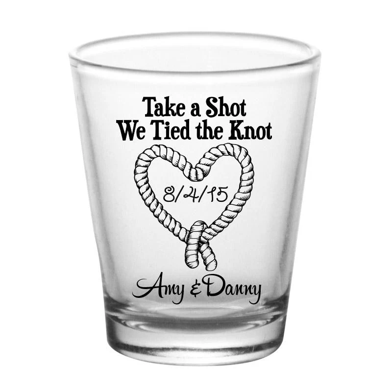 CUSTOMIZABLE Clear Shot Glass - Tied the Knot - 1.75oz