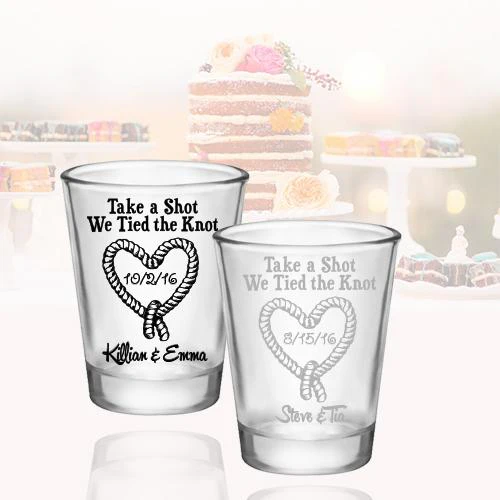 CUSTOMIZABLE Clear Shot Glass - Tied the Knot - 1.75oz - Image 2