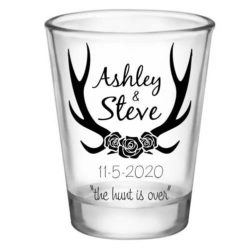 CUSTOMIZABLE Clear Wedding Shot Glass - Antlers (Version 2) - 1.75oz - Image 3
