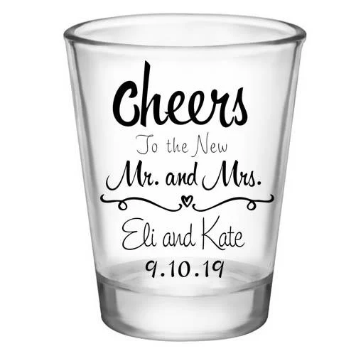 CUSTOMIZABLE Clear Wedding Shot Glass - Cheers - 1.75oz - Image 3