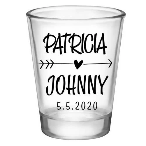 CUSTOMIZABLE Clear Wedding Shot Glass - Heart Arrow - 1.75oz - Image 3