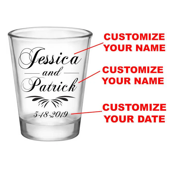CUSTOMIZABLE Clear Wedding Shot Glass - Simplistic - 1.75oz - Image 2
