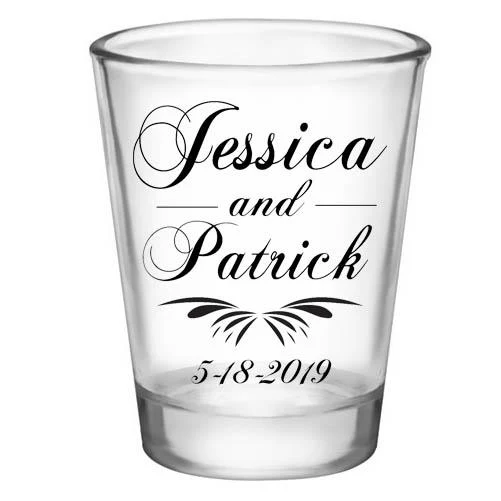 CUSTOMIZABLE Clear Wedding Shot Glass - Simplistic - 1.75oz - Image 3