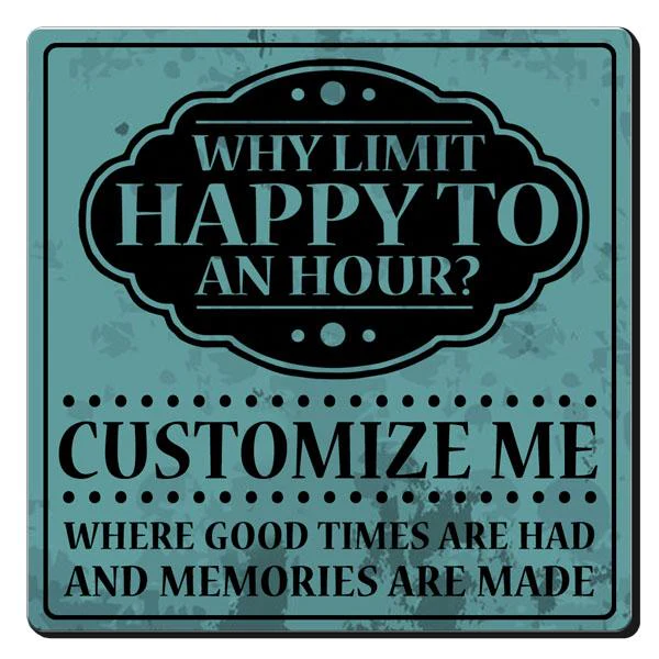 CUSTOMIZABLE Coaster - 3.5in Square Foam - Happy Hour Design - Image 3