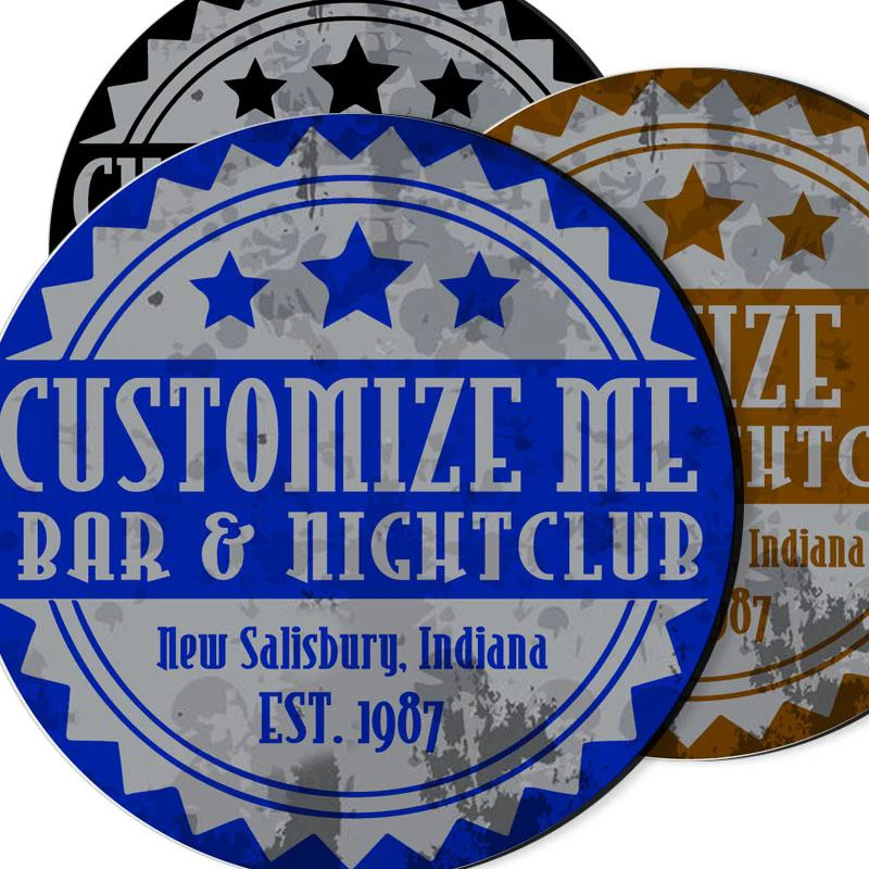 CUSTOMIZABLE Coaster - Badge Design - 4in Round Foam