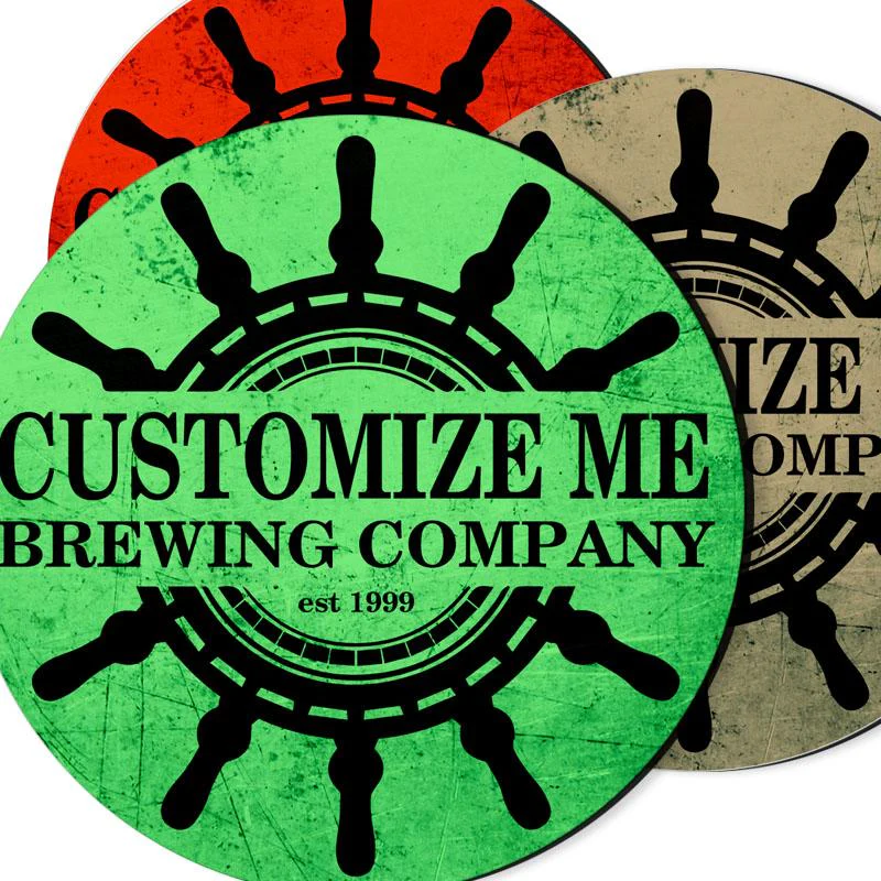 CUSTOMIZABLE Coaster - Ship Wheel Design - 4in Round Foam