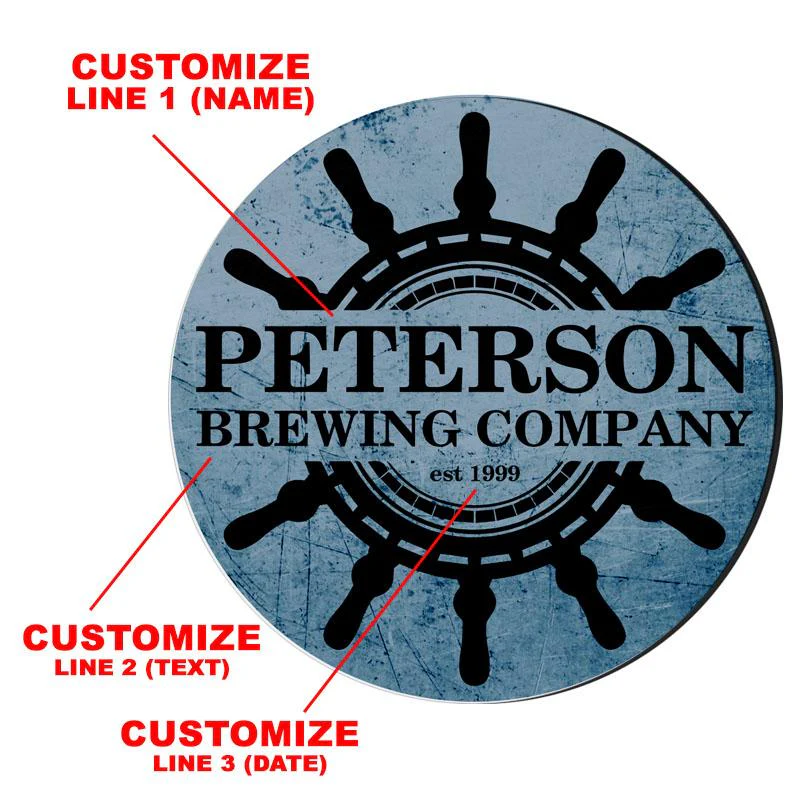 CUSTOMIZABLE Coaster - Ship Wheel Design - 4in Round Foam - Image 6