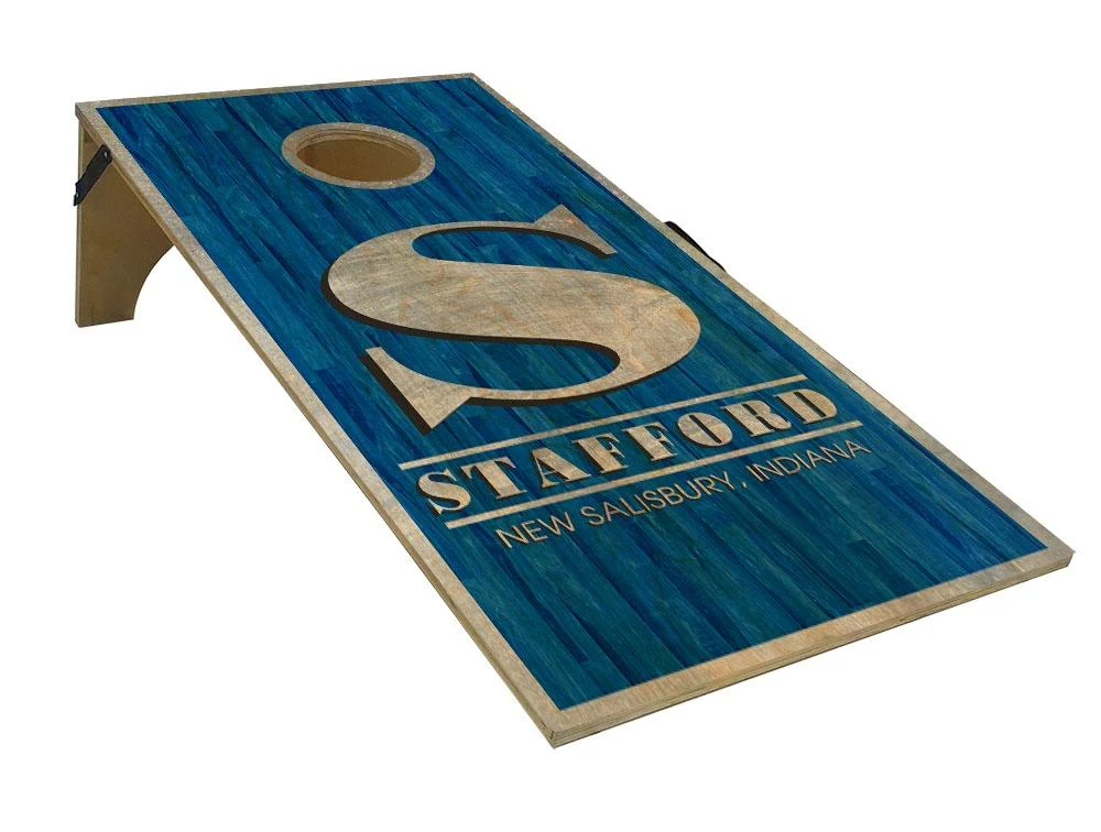 CUSTOMIZABLE Cornhole Game Boards - BLUE WOOD PLANKS - 22" x 44" - Image 3