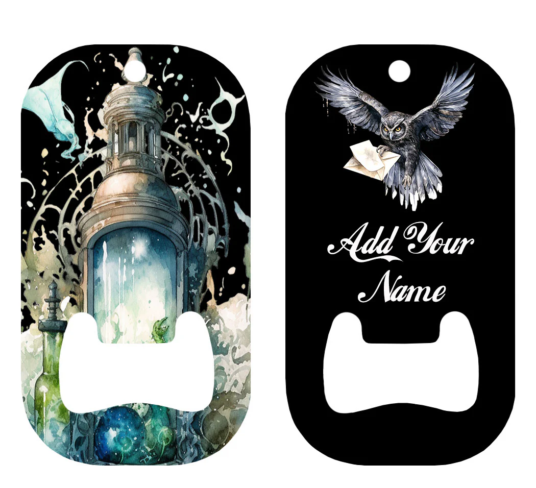 Customizable Dog Tag Bottle Opener - Add Your Name - Owl Magic