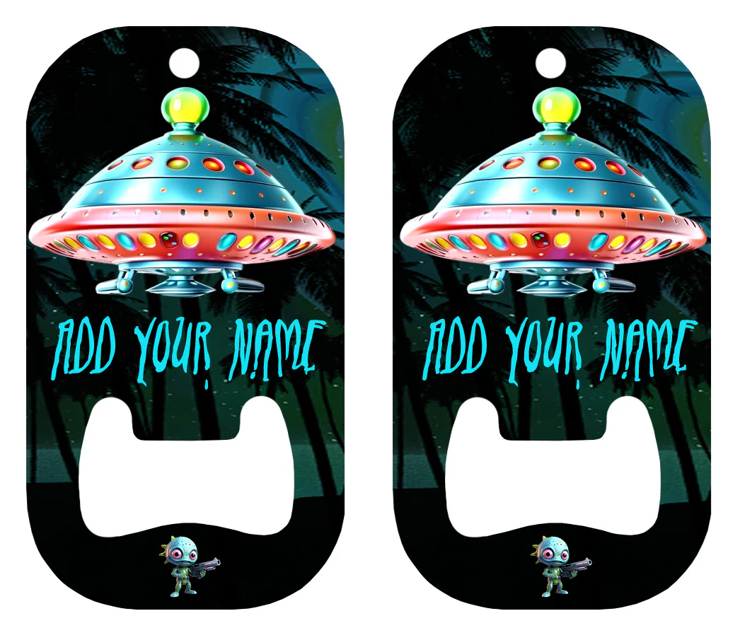 Customizable Dog Tag Bottle Opener - Add Your Name - UFO