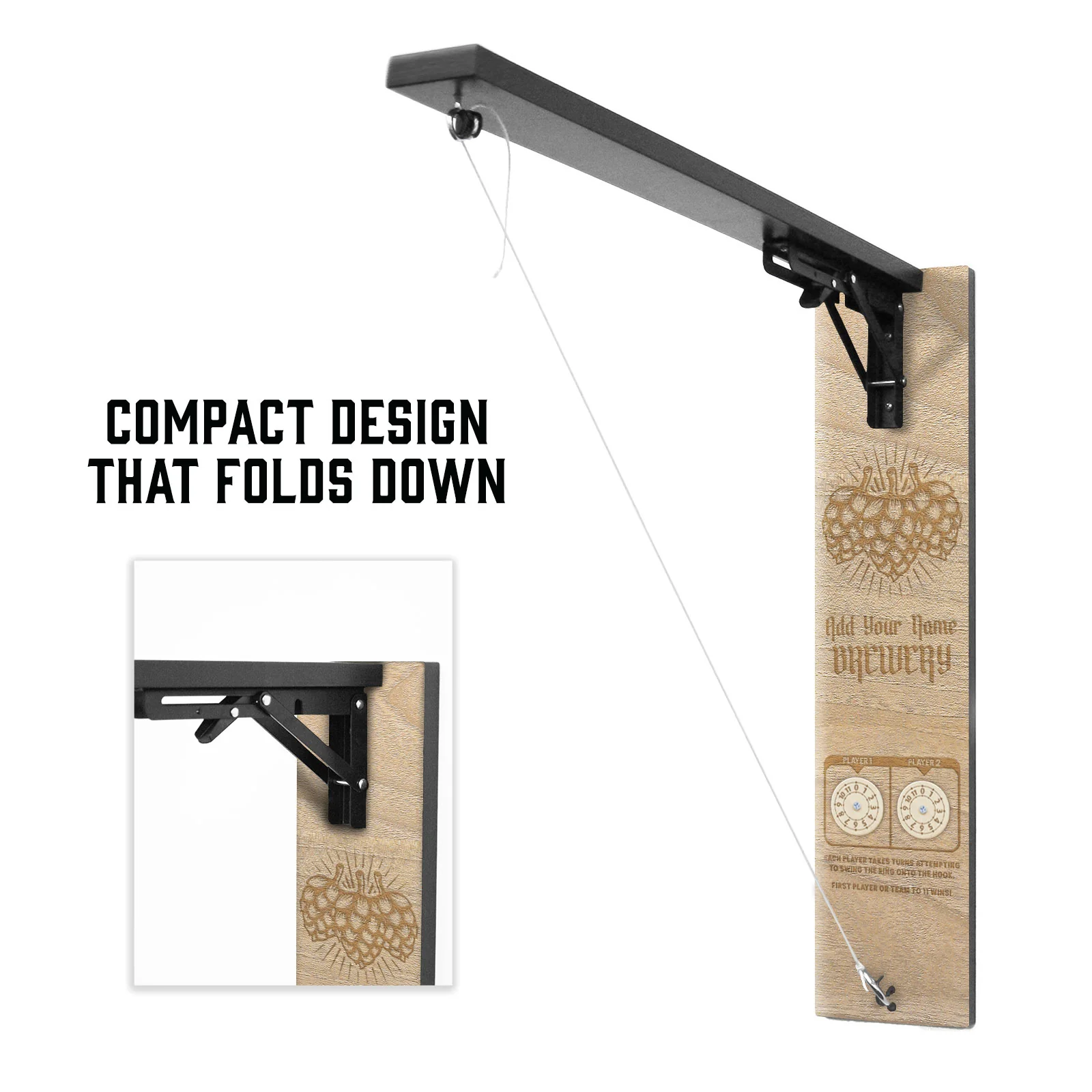 Customizable Engraved Wall Mounted Folding Ring Toss - Brewery Beer Hop - Image 4