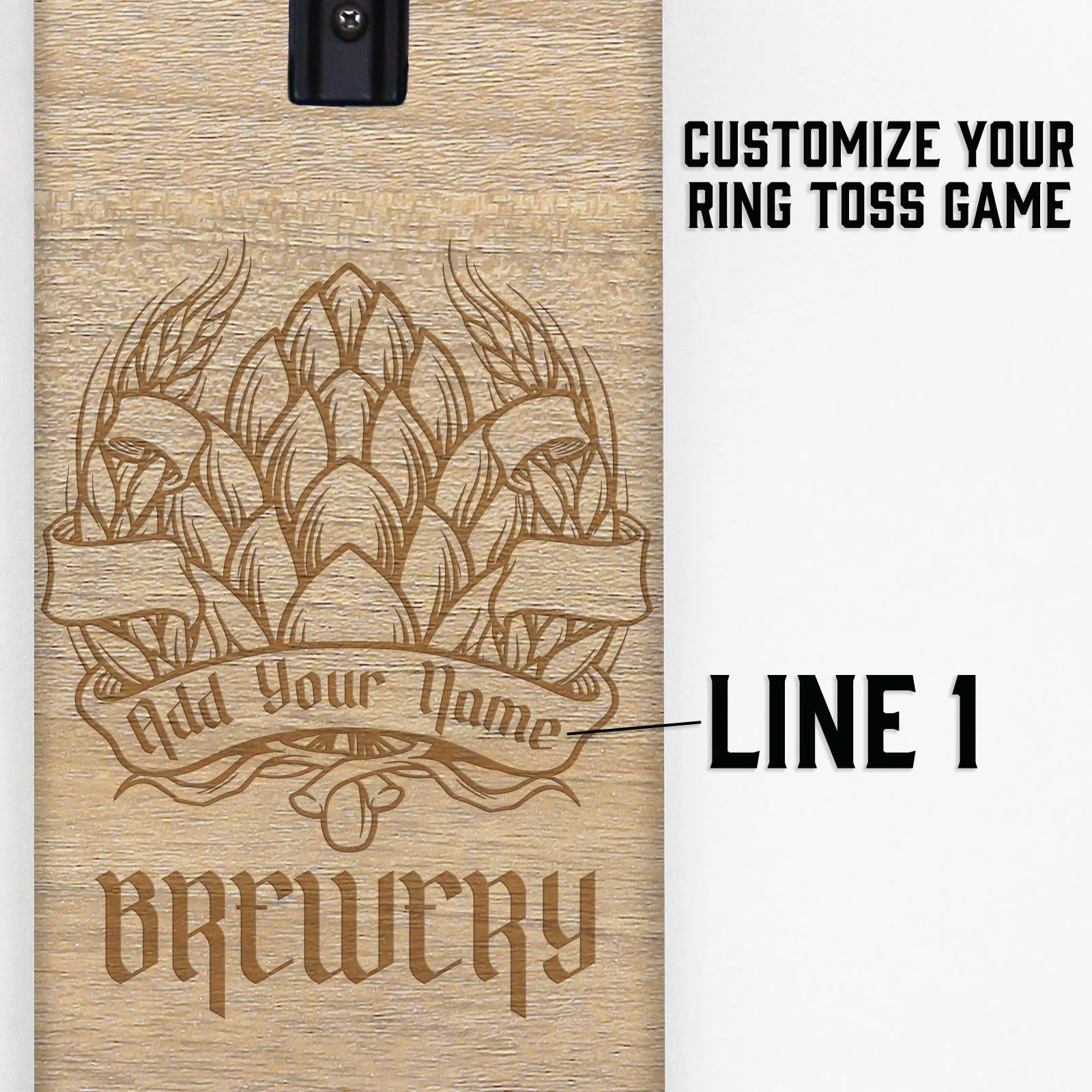Customizable Engraved Wall Mounted Folding Ring Toss - Brewery Beer Hop W/ Banner - Image 7