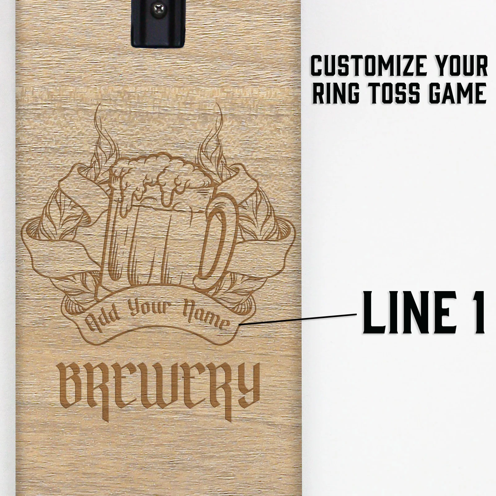 Customizable Engraved Wall Mounted Folding Ring Toss - Brewery Beer Mug - Image 7