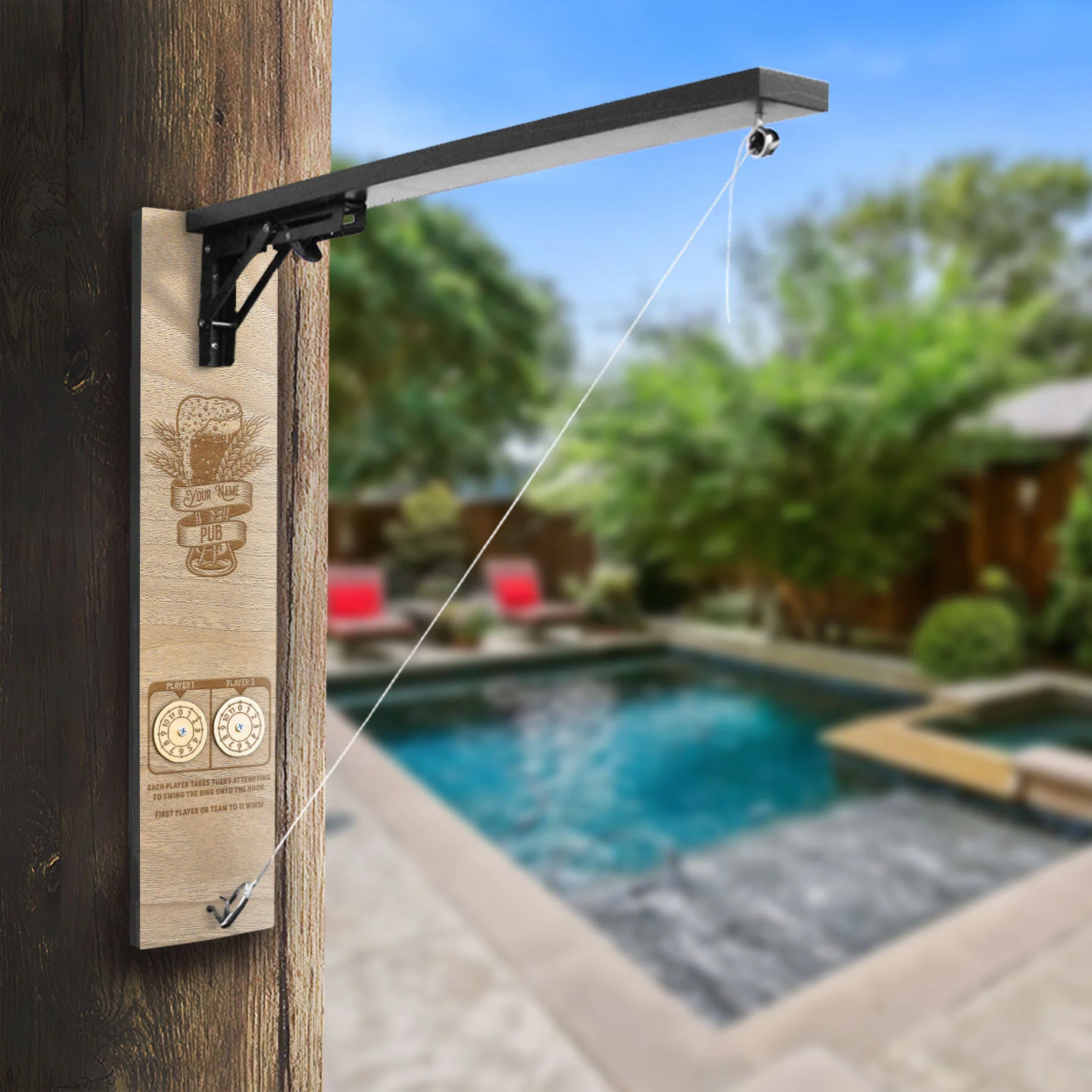 Customizable Engraved Wall Mounted Folding Ring Toss - Pub Beer Pint - Image 6