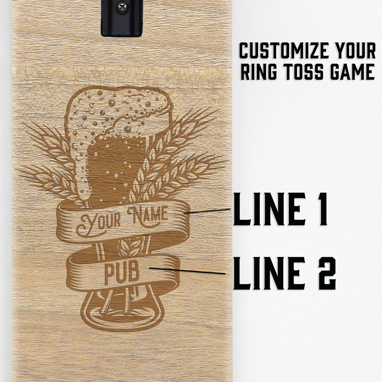 Customizable Engraved Wall Mounted Folding Ring Toss - Pub Beer Pint - Image 7