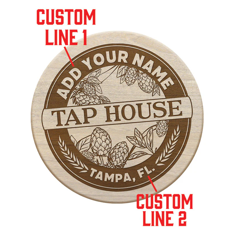 Customizable Engraved Wooden Coasters - Tap House Theme - Round - Set of 4 - Image 5