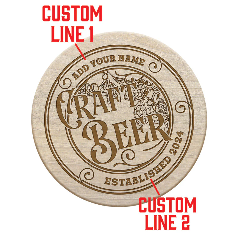 Customizable Engraved Wooden Coasters - Craft Beer Theme - Round - Set of 4 - Image 5