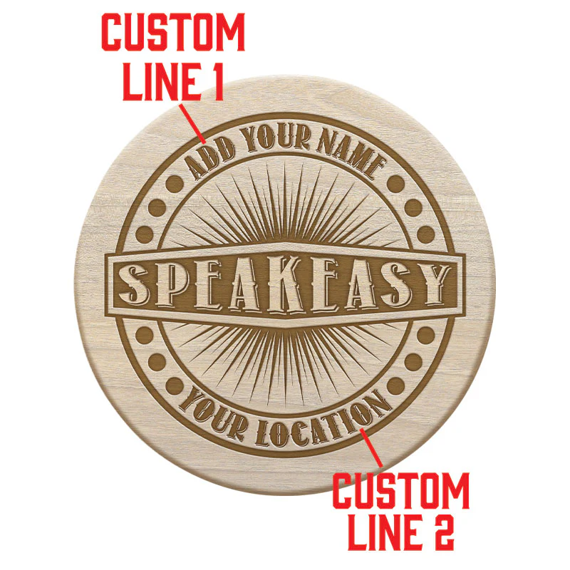 Customizable Engraved Wooden Coasters - Speakeasy Theme - Round - Set of 4 - Image 5