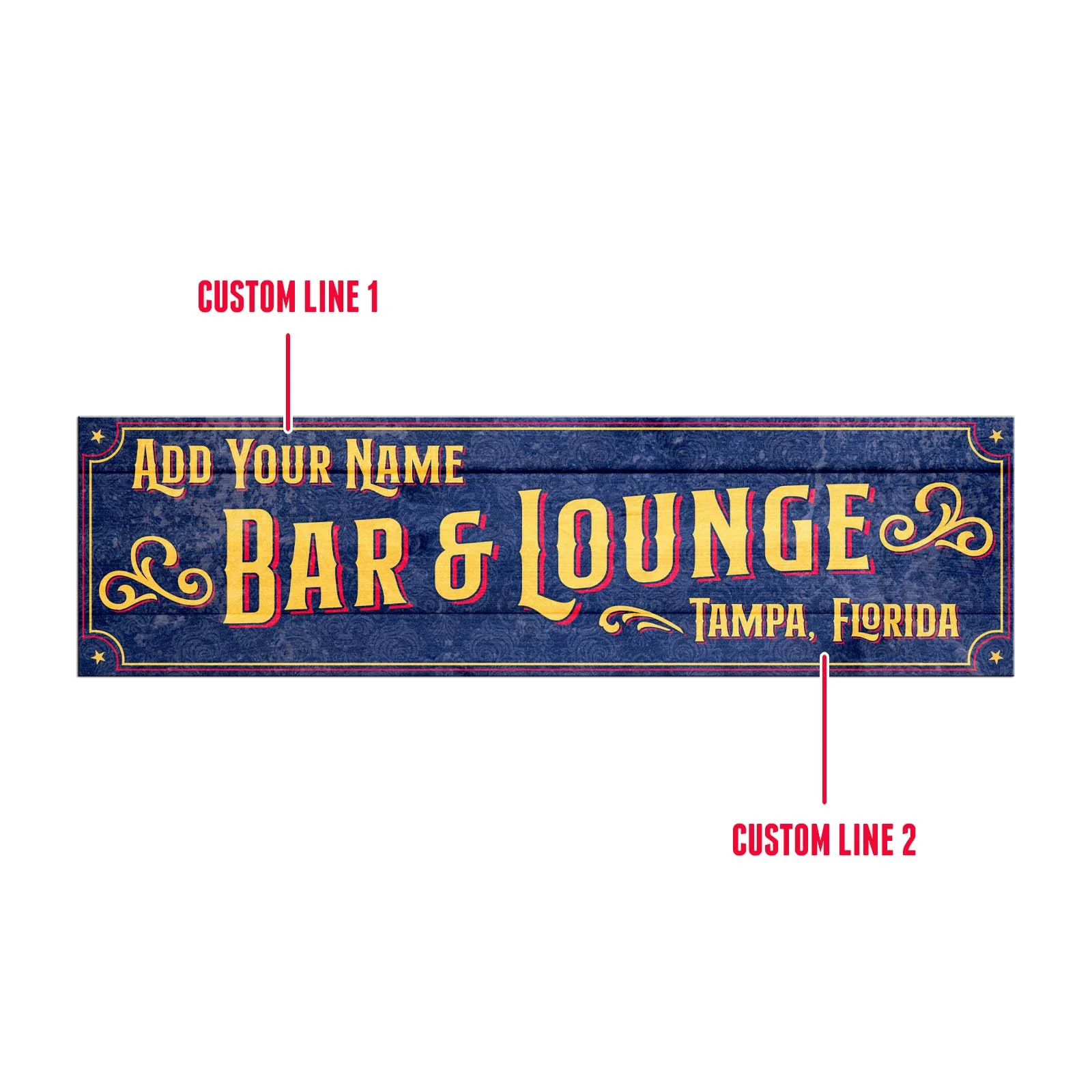 Customizable 10 x 36 Horizontal Wooden Sign - Vintage Bar & Lounge - Image 3